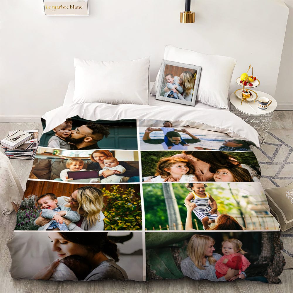 Custom Bed Sheet With Photos Mother's Day Gifts 1-9 Photos - Giftlab