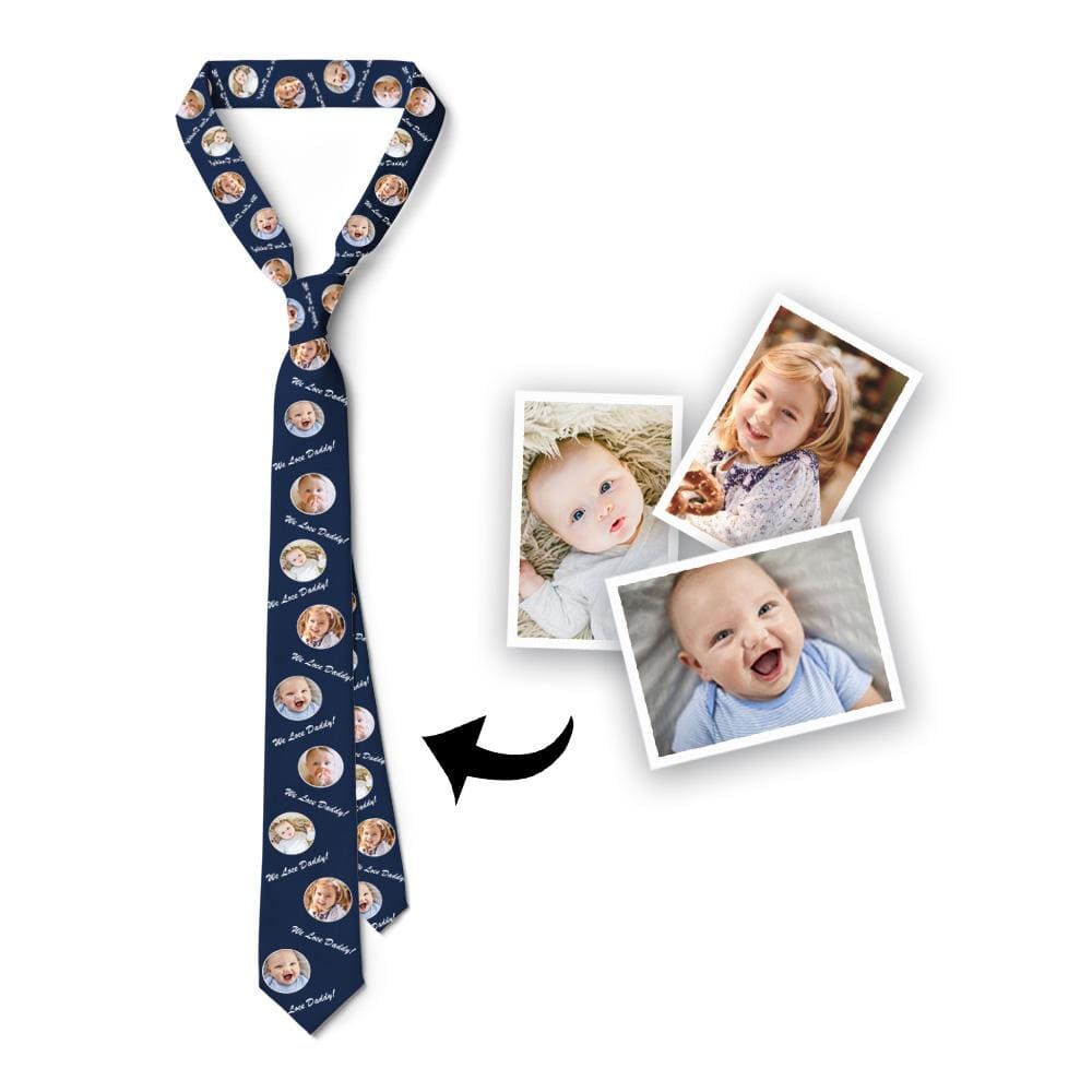 Father's Day Ties First Fathers Day Gifts Printed Necktie - Dark Blue - Giftlab