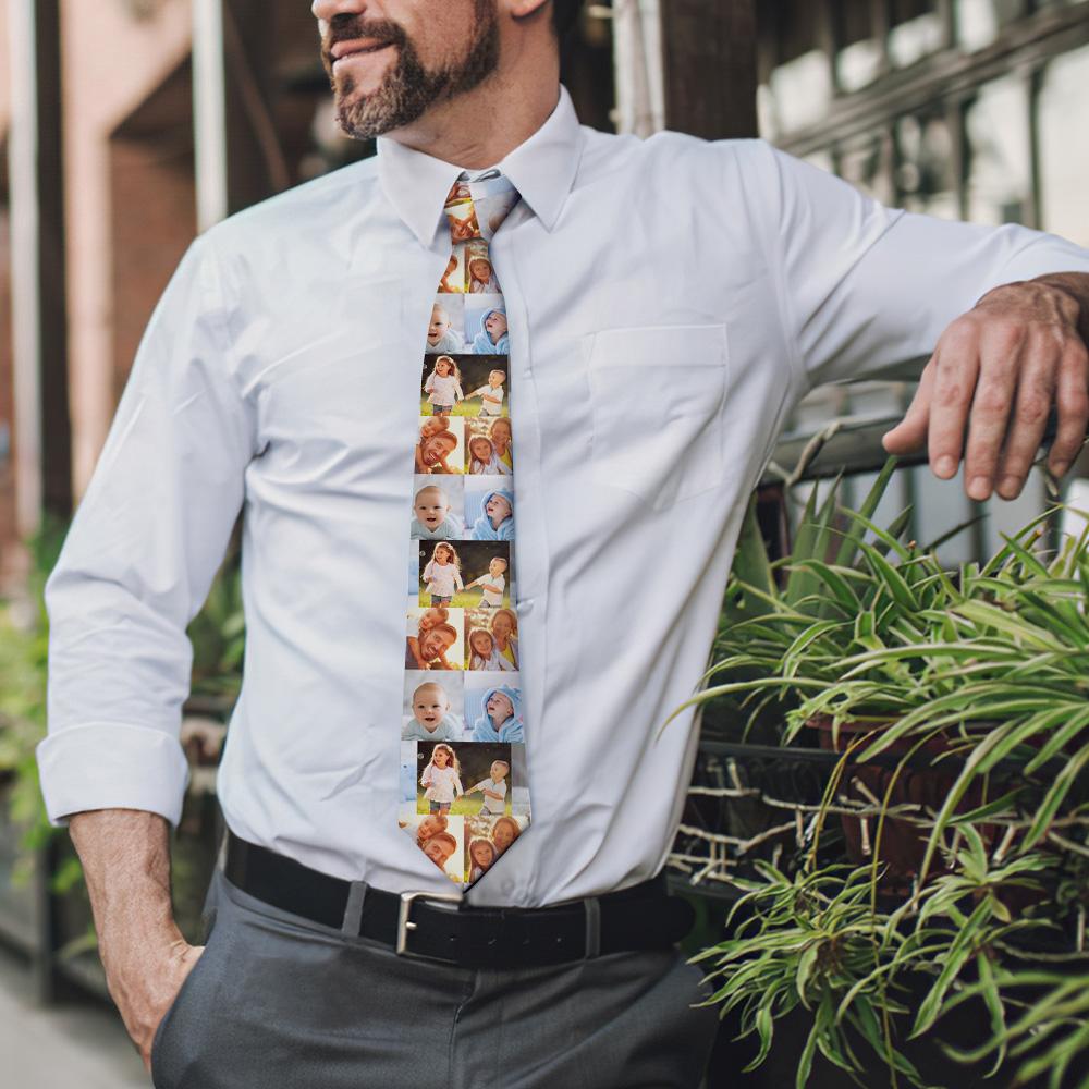 Father's Day Ties Personalized Photo Tie Pictute Collage Tie Fathers Day Gifts - Giftlab