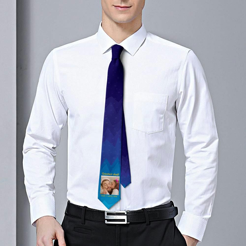 Father's Day Ties Photo Necktie Gift For Dad - "I Love You Dad" - Giftlab