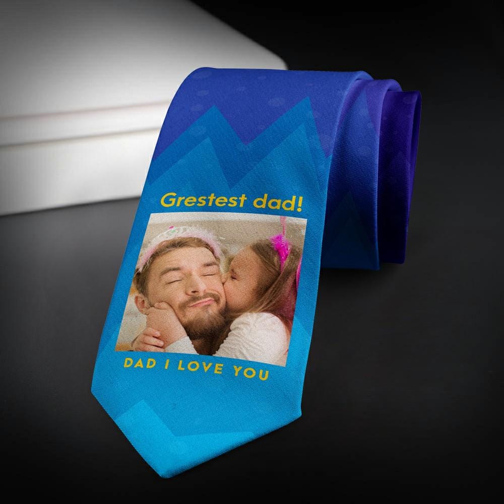 Father's Day Ties Photo Necktie Gift For Dad - "I Love You Dad" - Giftlab