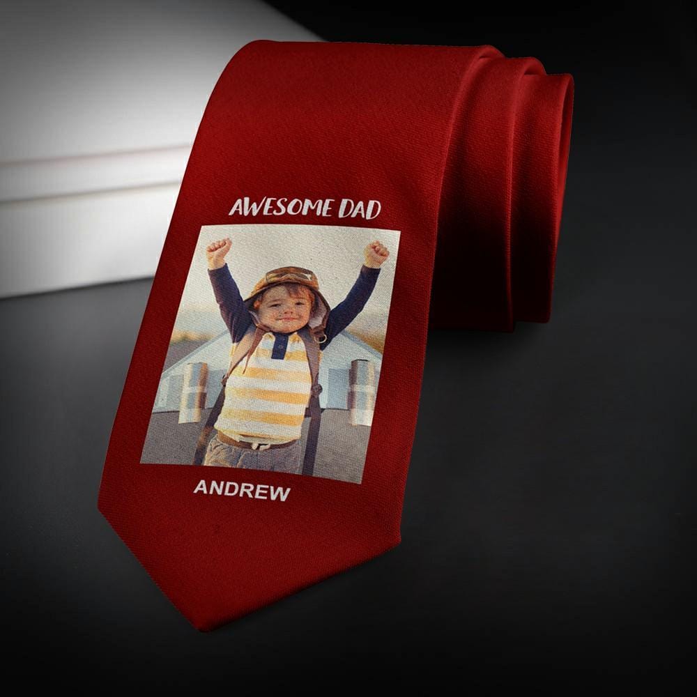 Father's Day Ties Custom Fathers Day Gifts Photo Tie - Red - Giftlab