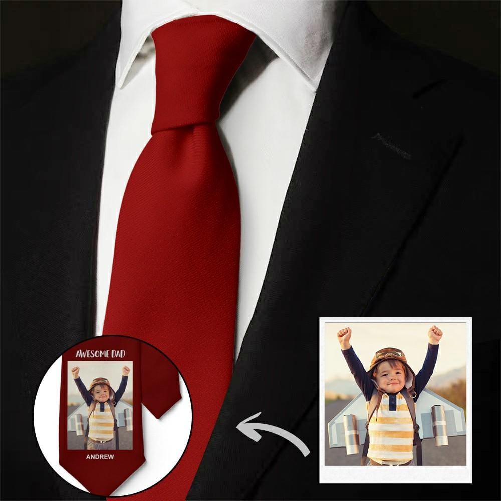 Father's Day Ties Custom Fathers Day Gifts Photo Tie - Red - Giftlab