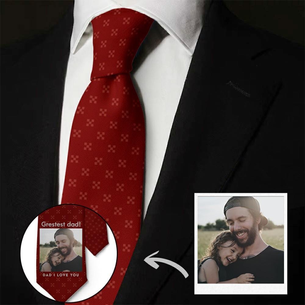Father's Day Ties Personalized Necktie Gift For Husband - Red Wine - Giftlab