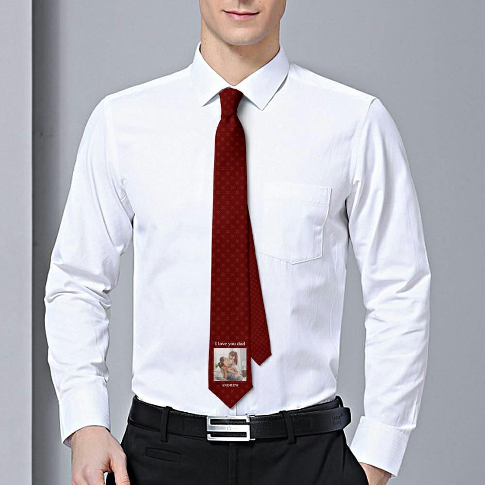 Father's Day Ties Picture Tie Gift For New Dad - "I Love You Dad" - Giftlab