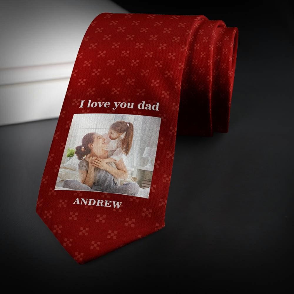 Father's Day Ties Picture Tie Gift For New Dad - "I Love You Dad" - Giftlab