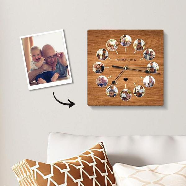 Engraved Clock Gifts For Family Square Clock Multiphoto 20*20cm - Giftlab