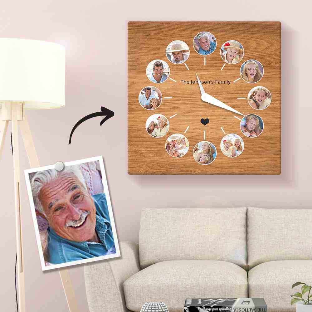 Engraved Clock Gifts For Family Square Clock Multiphoto 20*20cm - Giftlab