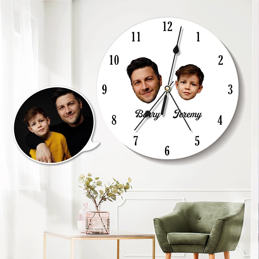 Custom Photo Clock with Text Wall Clock Round 9.84*9.84in - Giftlab