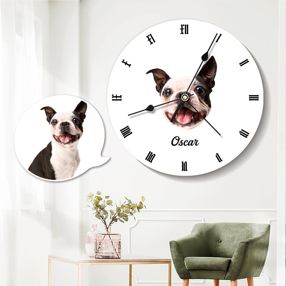 Custom Face Wall Clock Round Lovely Dog 25*25cm - Giftlab