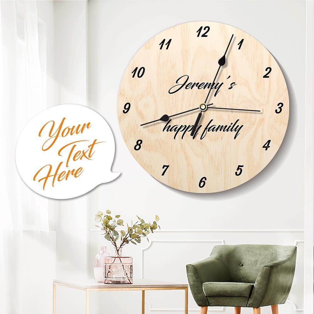 Engraved Wall Clock Round Warm Style 9.84*9.84in - Giftlab