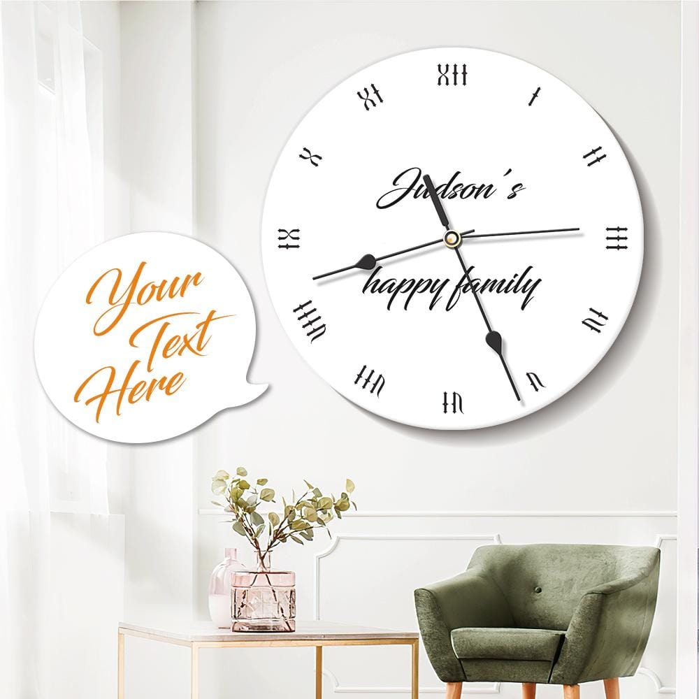 Engraved Wall Clock Round Roman Numerals White 9.84*9.84in - Giftlab