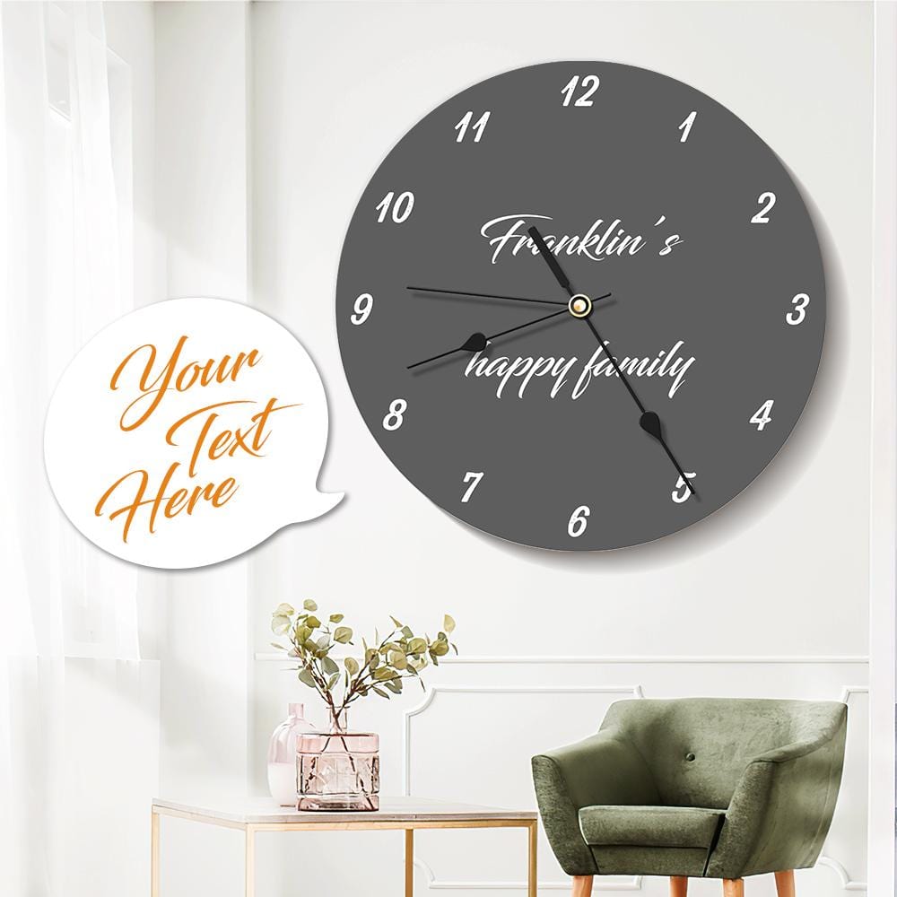 Engraved Wall Clock Round Roman Numerals Grey 9.84*9.84in - Giftlab