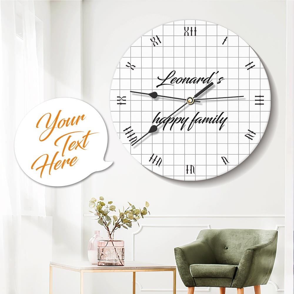 Personalized Wall Clock with Text Round Roman Numerals Simple Style 9.84*9.84in - Giftlab