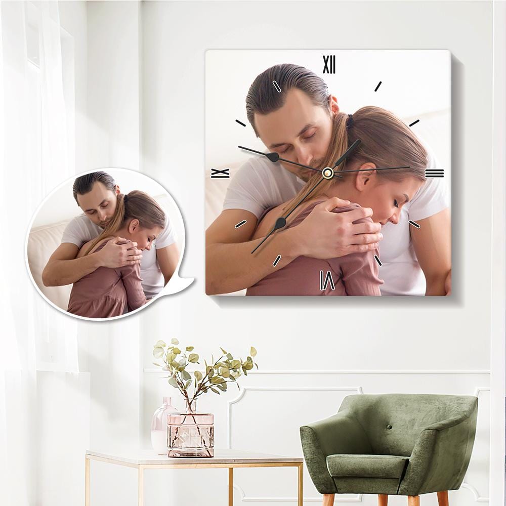 Picture Clock Custom Wall Clock Housewarming Gift For Couple - 20*20cm - Giftlab