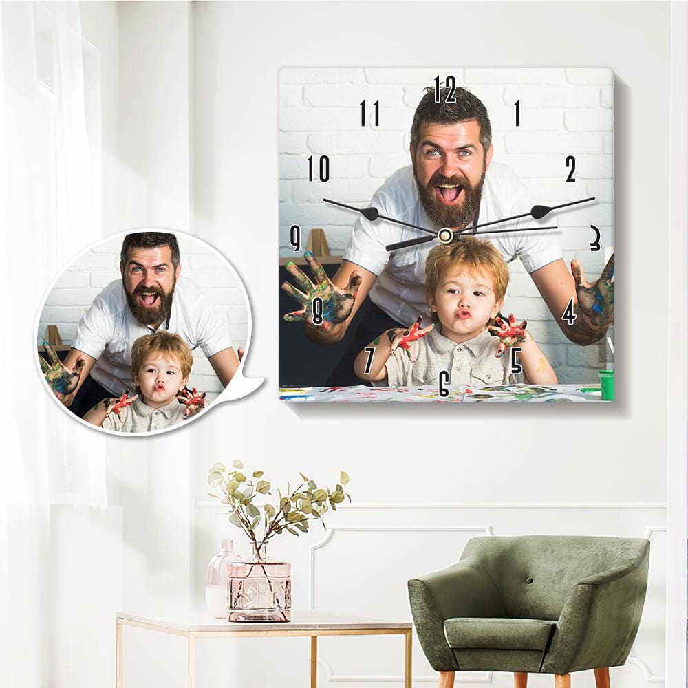 Custom Picture Clock Personalized Wall Clock Father's Day Gift for Dad - 20*20cm - Giftlab
