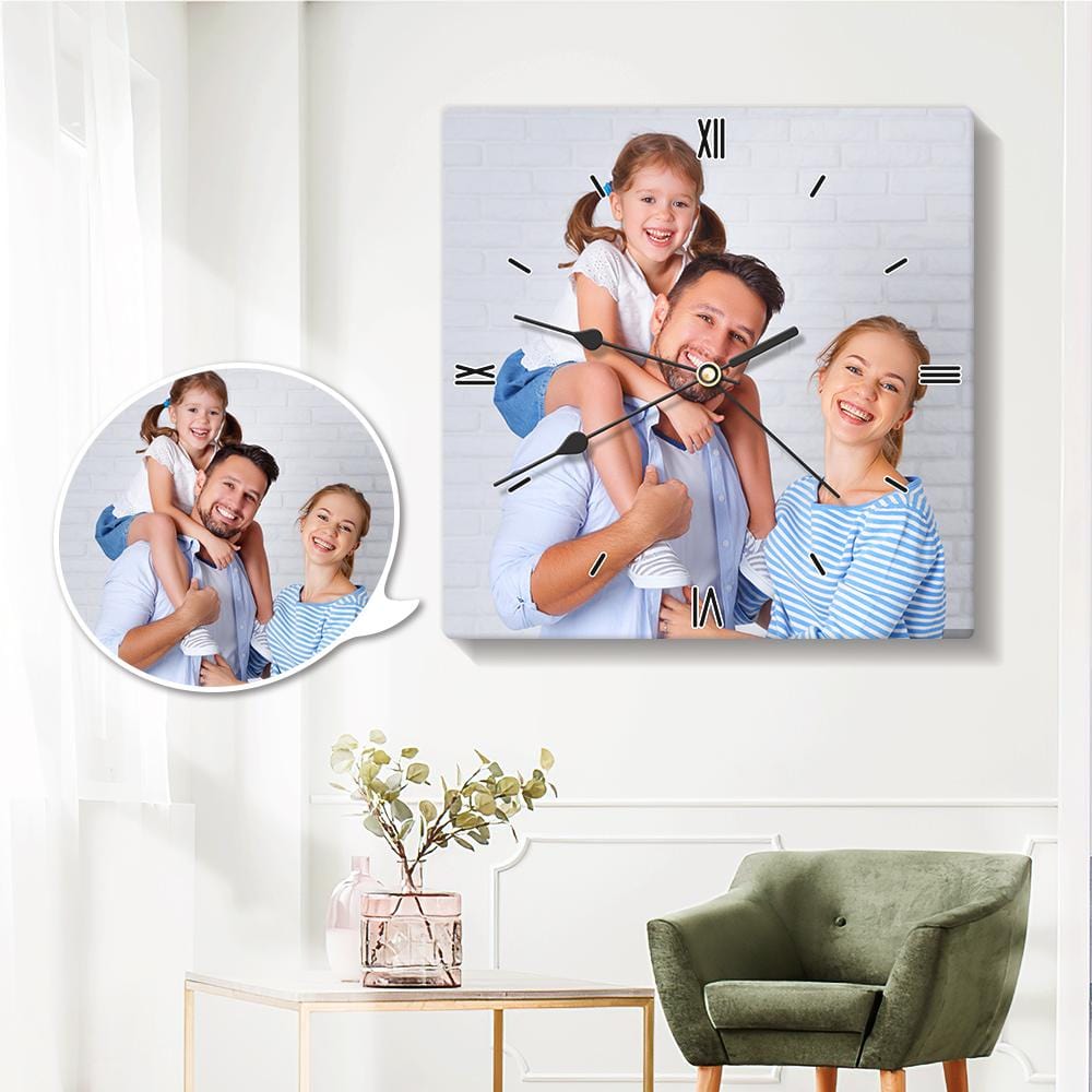 Personalized Photo Clock Custom Photo Personalized Wall Clock Clock Father's Day Gift For Parent - 20*20cm - Giftlab