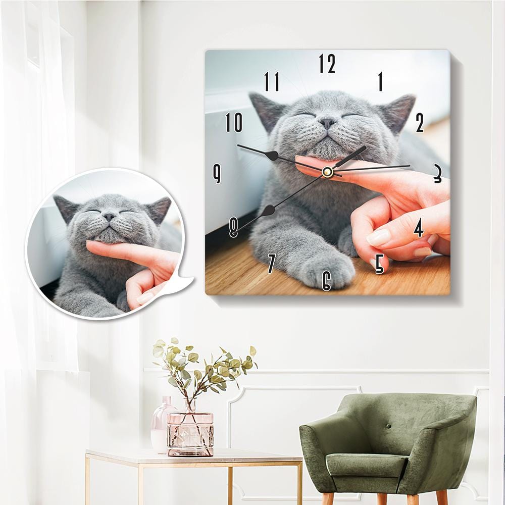 Picture Clock Custom Wall Clock Cat Memorial Gift For Cat Lovers - 20*20cm - Giftlab