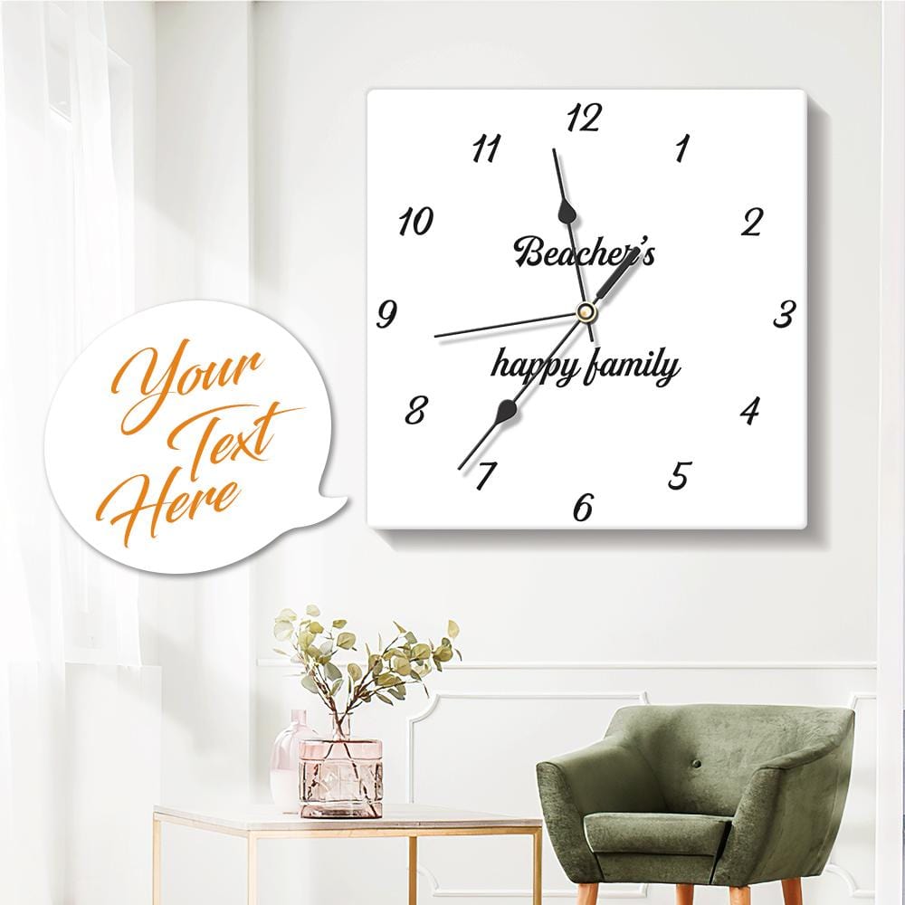 Engraved Wall Clock Personalized  Photo Clock Custom Square Clock White 7.87*7.87in - Giftlab