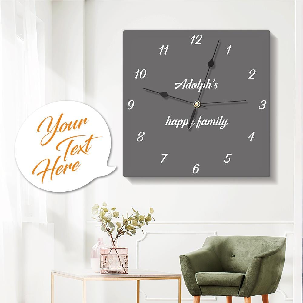 Engraved Wall Clock Custom Photo Clock Square Wall Decor Grey 7.87*7.87in - Giftlab