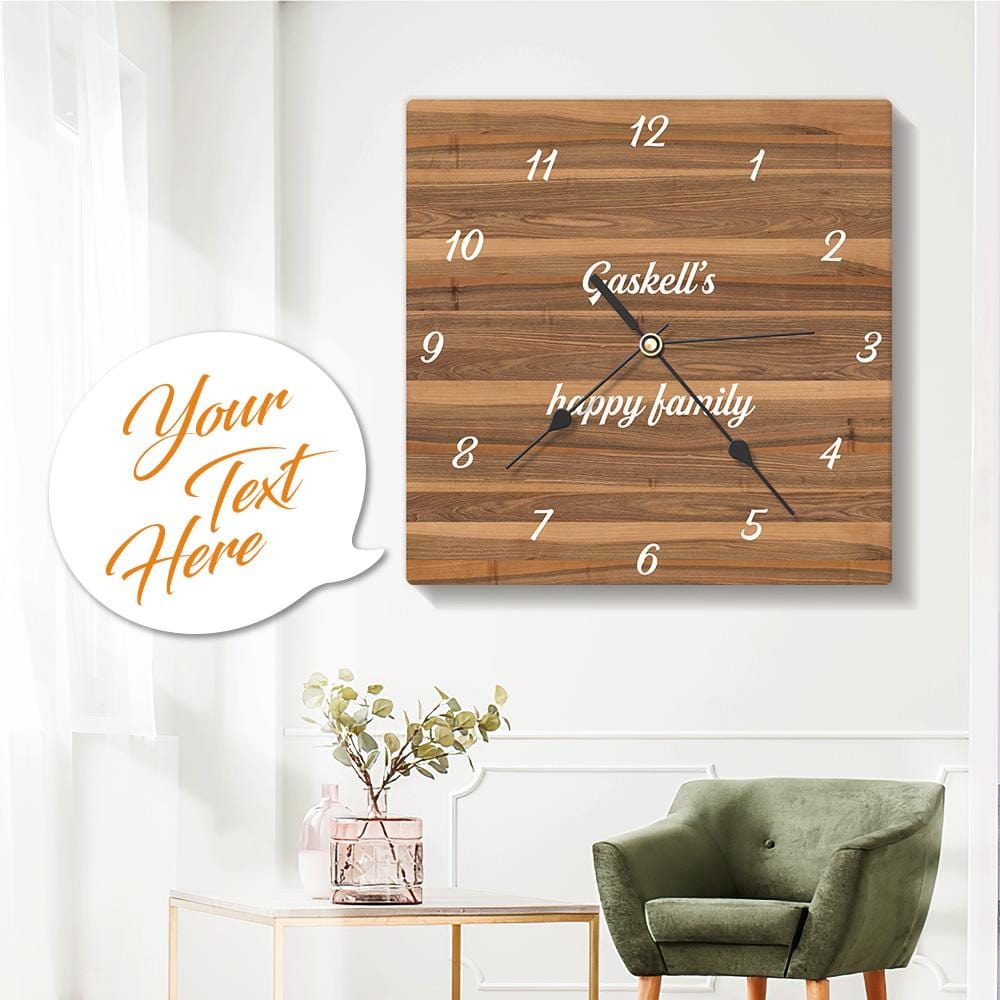 Engraved Wall Clock Custom Photo Clock Square Warm Style 7.87*7.87in - Giftlab