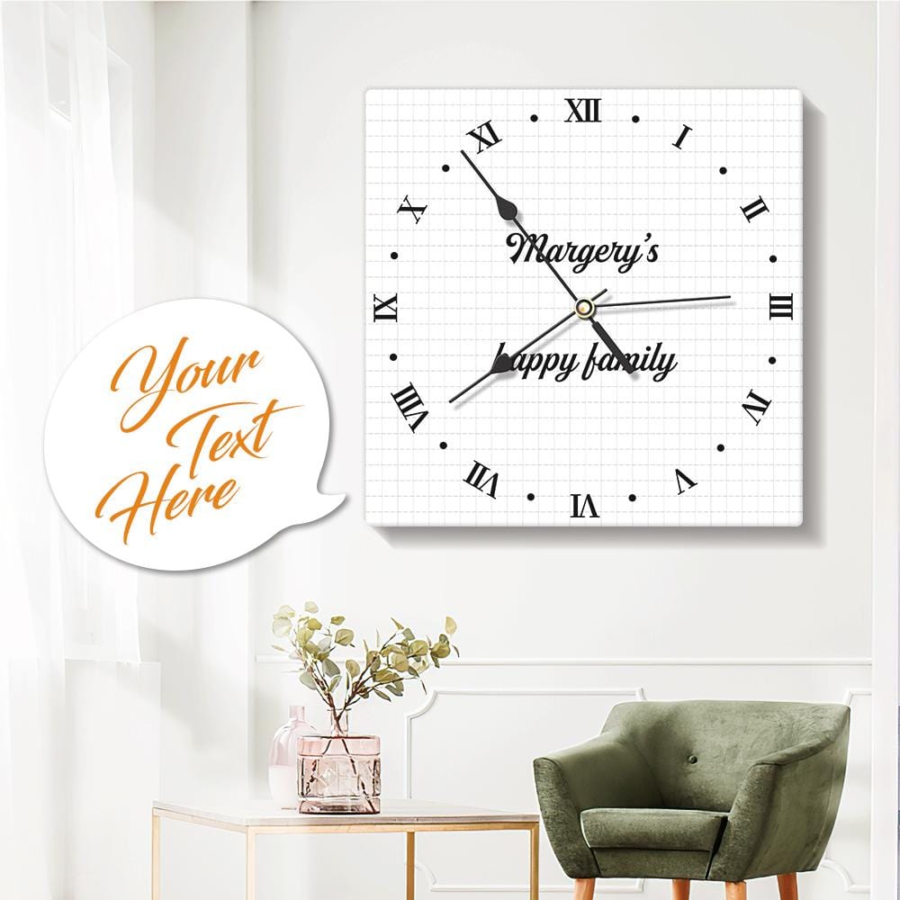 Engraved Wall Clock Custom Photo Clock Square Roman Numerals White 7.87*7.87in - Giftlab