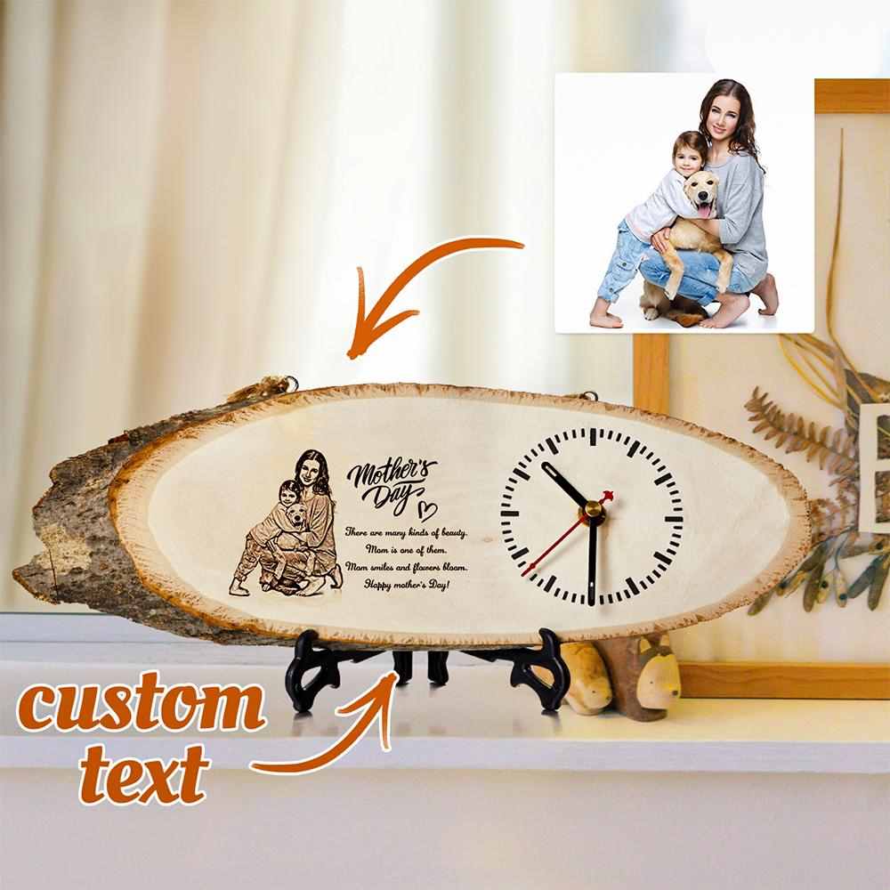 Engraved Clock Custom Wall Clock For Mom Custom Text Timber Wall Clock Gifts 4.52*13.58 inch - Giftlab