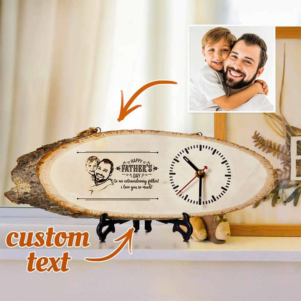 Engraved Clock Custom Wall Clock For Father Gifts 4.52*13.58 inch - Giftlab