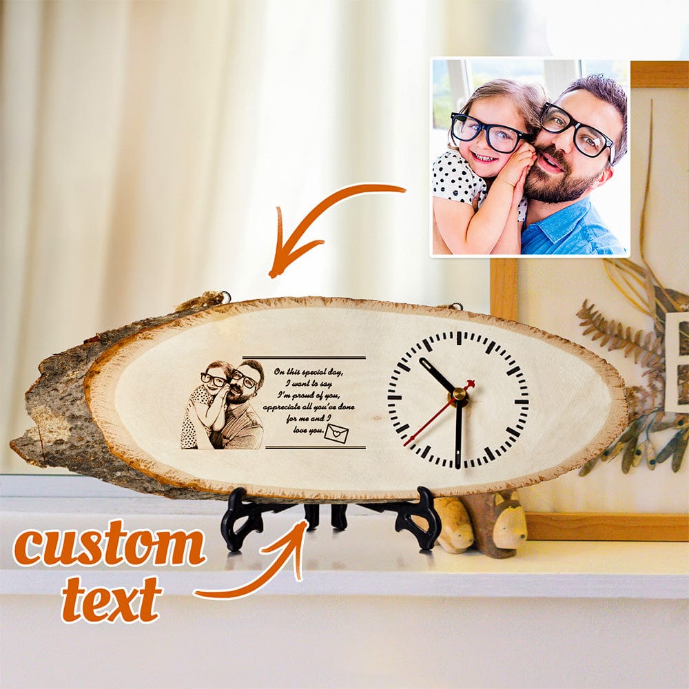 Custom Engraved Clock Custom Photo Clock Gifts For Father's Day - Giftlab