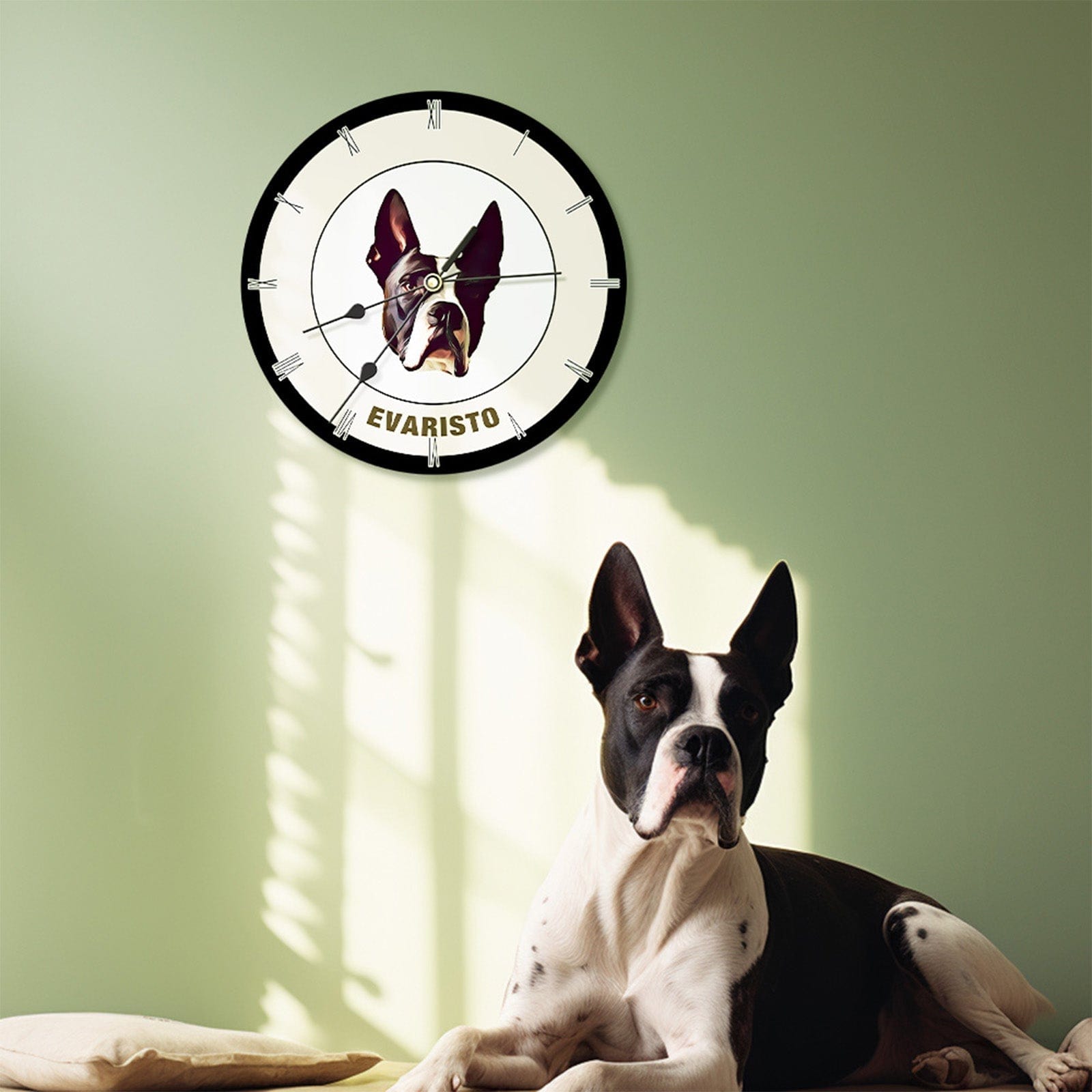 Custom Pet Face Clock Personalized Round Cute Wall Clock Home Decor For Pet Lover - Black & White - Giftlab