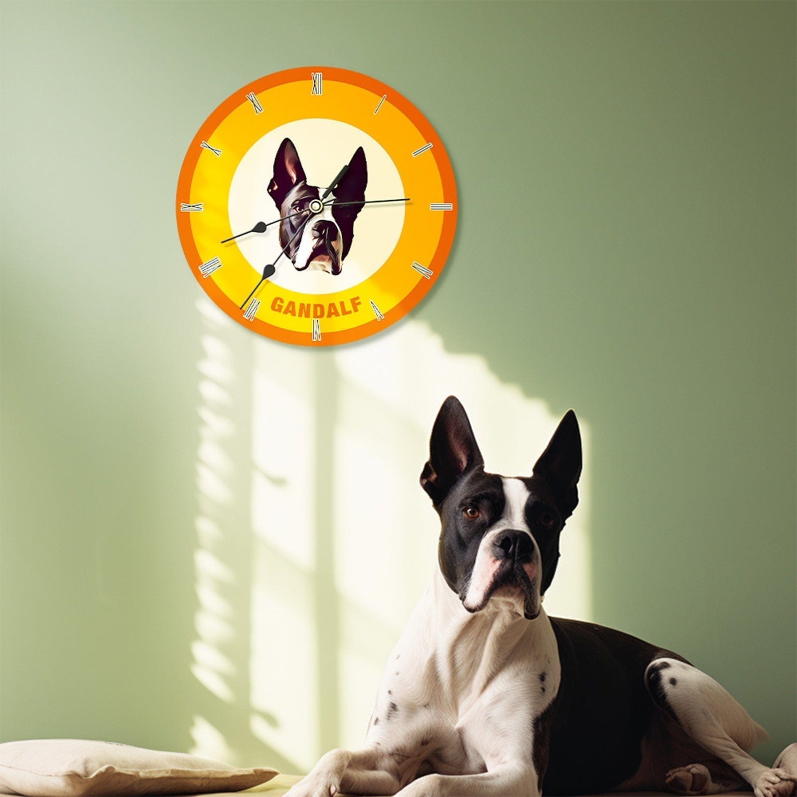Custom Pet Face Clock Personalized Round Cute Wall Clock Home Decor For Pet Lover - Orange - Giftlab