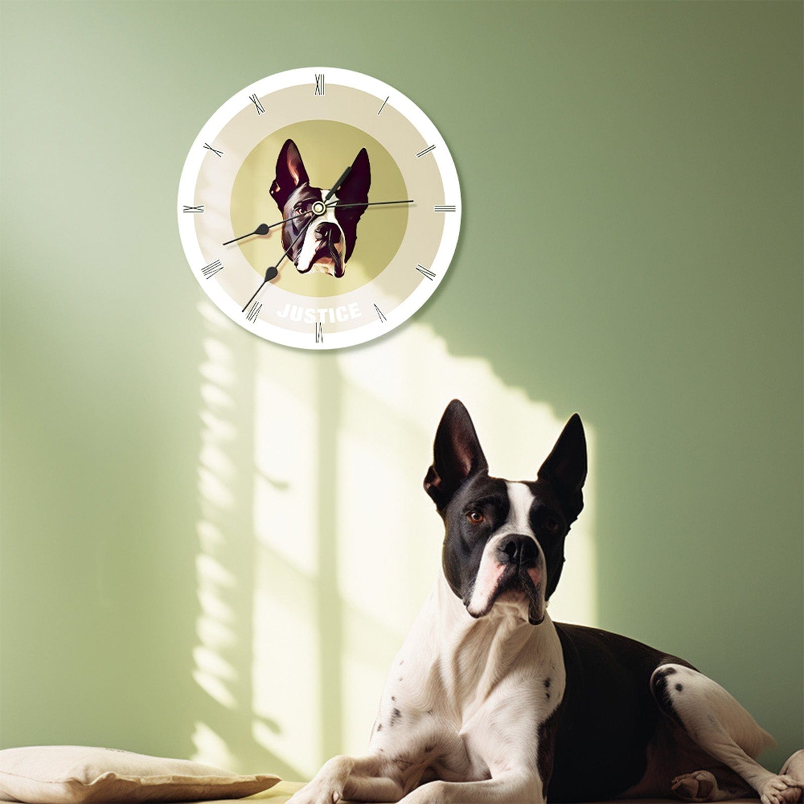 Custom Pet Face Clock Personalized Round Cute Wall Clock Home Decor For Pet Lover - Khaki - Giftlab