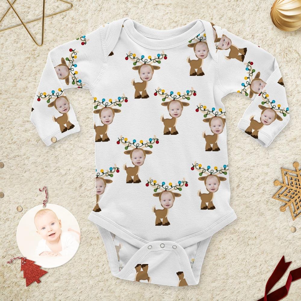 Custom Baby's First Christmas Outfit Elk Pattern Funny Infant christmas gifts - Giftlab