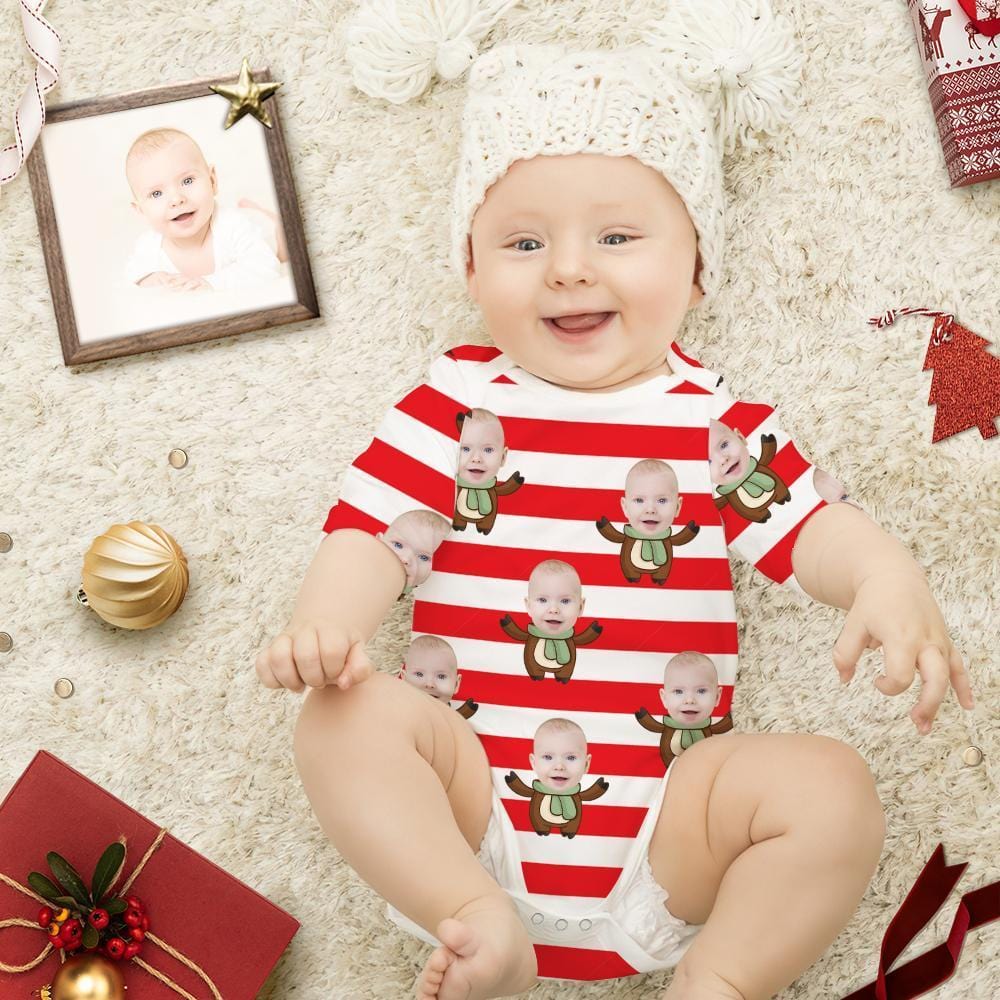 Custom Newborn Onesie Christmas Stripe Pattern Christmas Newborn Outfit - Giftlab