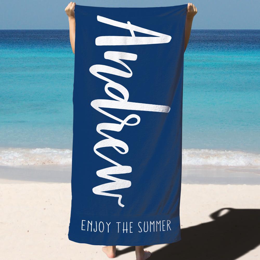 Custom Text Beach Towel For Unisex Towel For Polyester Bath Towel 31.2in*50.7in - Giftlab