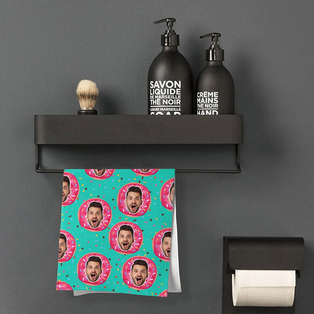 Personalised Photo Towel Funny Gift for Him Doughnut Towel - Giftlab