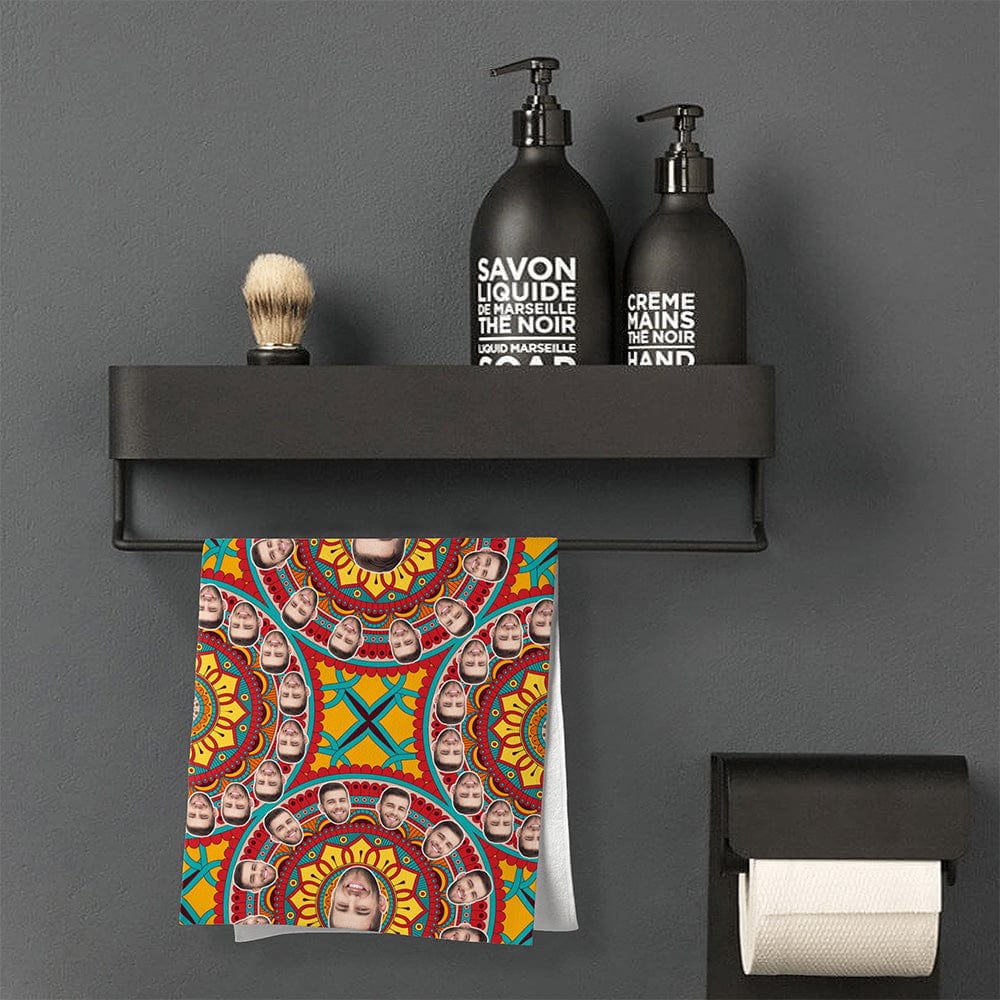 Custom Hand Towel With Face Personalised Towel Gifts for Men - Colorful Circle - Giftlab
