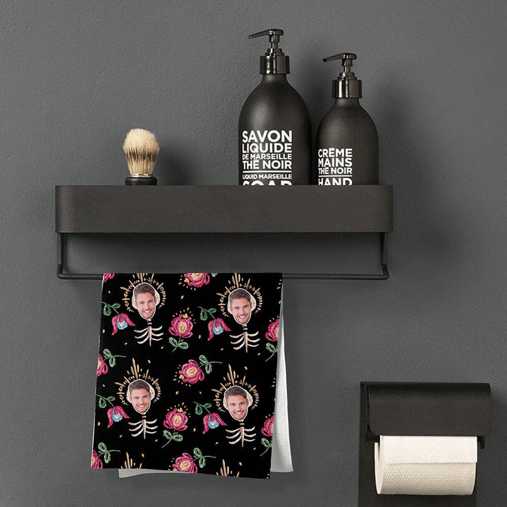 Custom Face Towel Personalised Towel Funny Gifts for Men - Bone Flowers - Giftlab