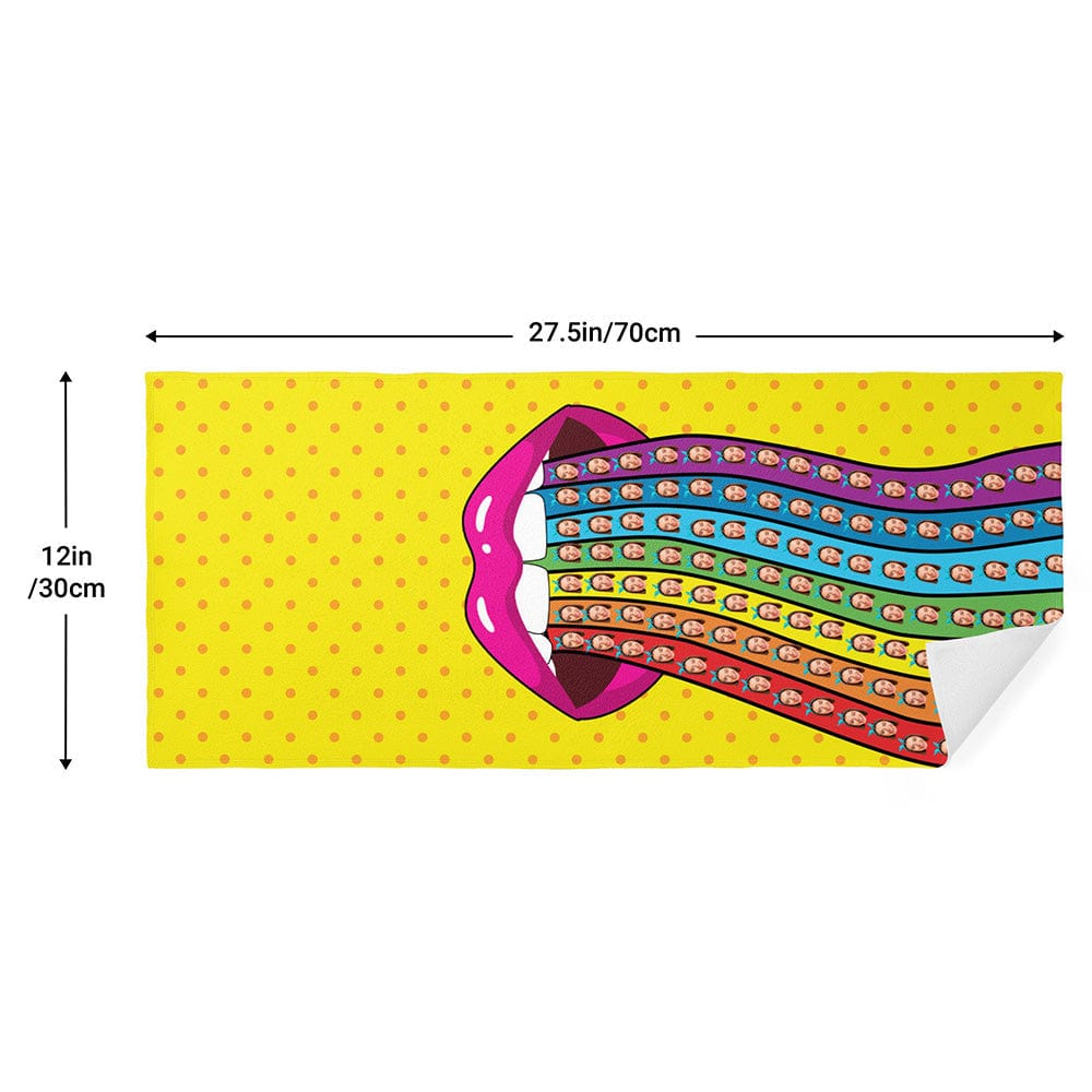 Design Your Own Towel With Face Funny Gifts for Her - Rainbow Tongue - Giftlab