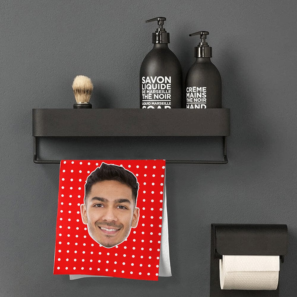 Custom Face Towel Personalized Photo Towel Funny Gift for Him - Polka Dots - Giftlab