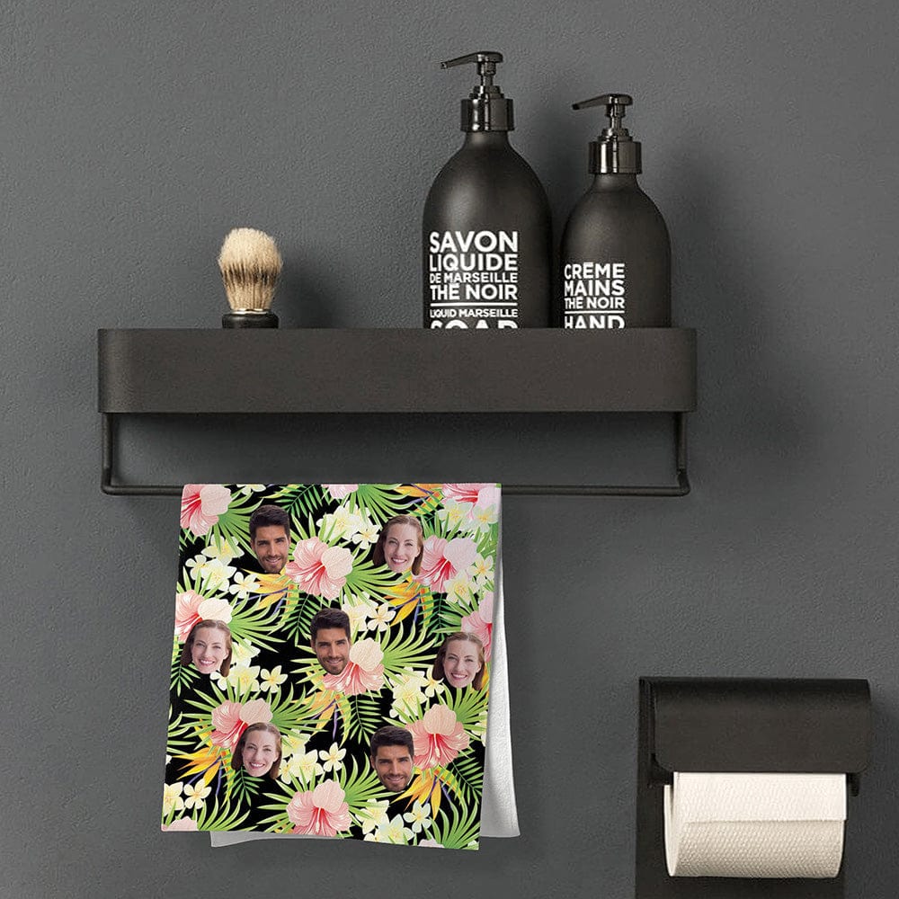 Personalised Towel With Couple Faces Hawaii Style Towel Gifts for Couple - Giftlab