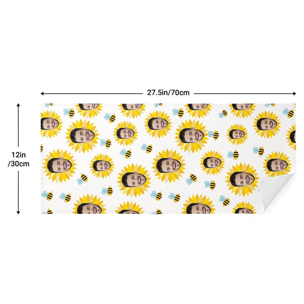 Custom Face Towel White Sunflower Towel Funny Gifts for Him - Giftlab