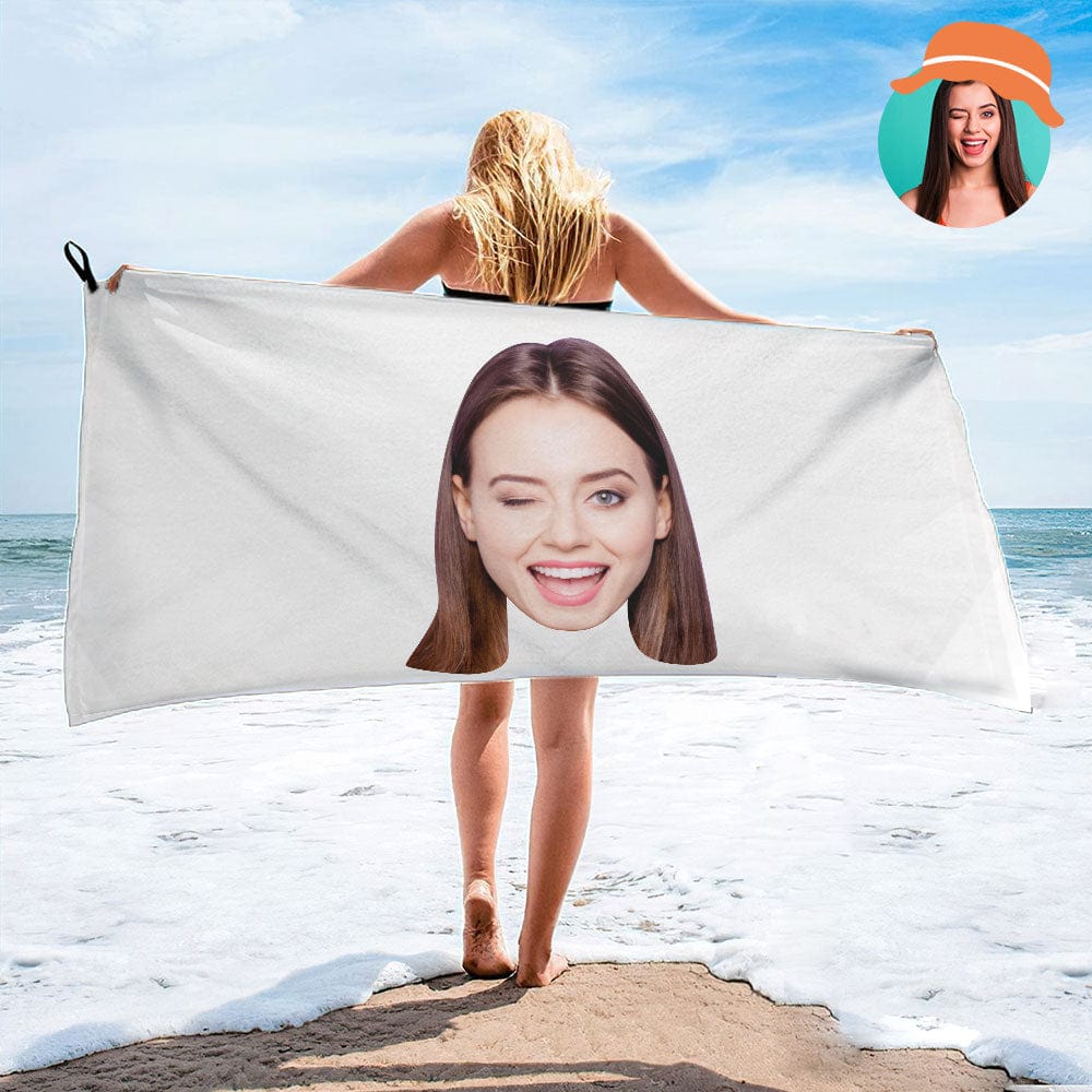 Photo Beach Towel Custom Towel Funny Towel Gift For Her - Giftlab