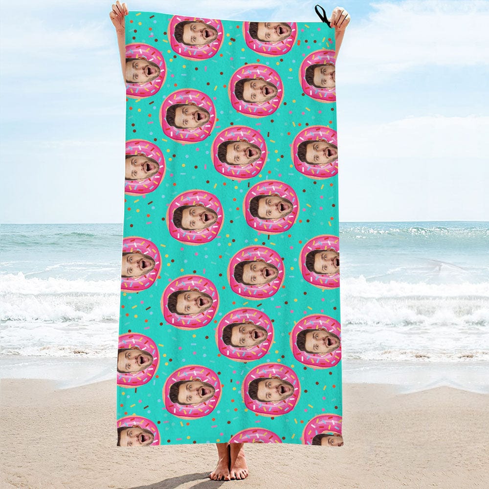 Photo Towel Custom Beach Towel Funny Gift For Him-Doughnut - Giftlab