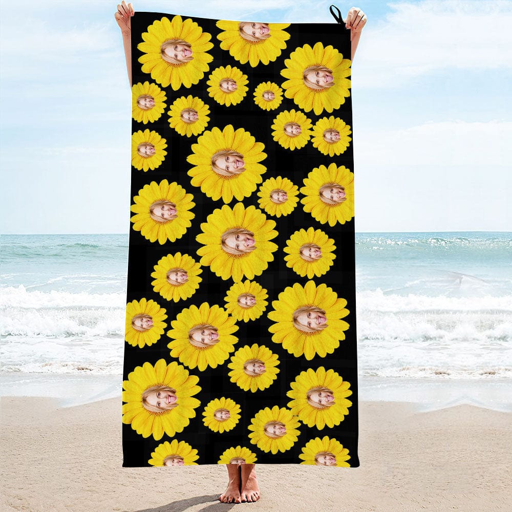 Photo Towel Custom Beach Towel Funny Gift For Girlfriend-Sunflower Towel - Giftlab