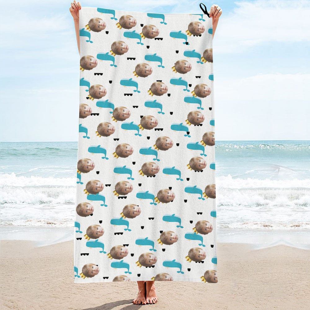 Photo Towel Custom Beach Towels Whales Gift For Kids - Giftlab