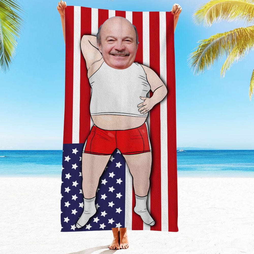 Custom Face Beach Towel Personalized Plus Size Man Style Beach Towel Funny Gift for Summer - GiftLab