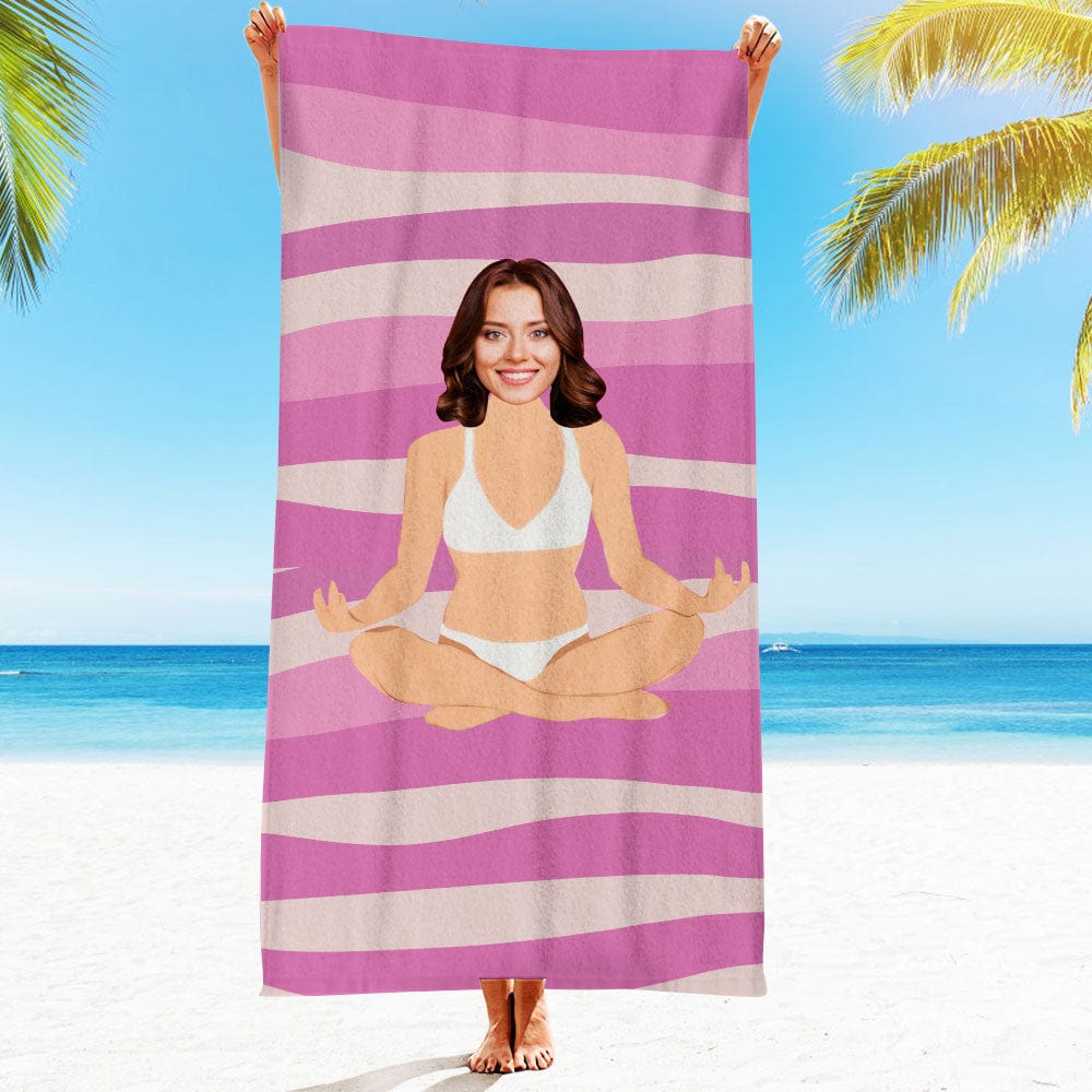Custom Face Beach Towel Personalized White Bikini Beauty Style Beach Towel Funny Gift for Summer - GiftLab