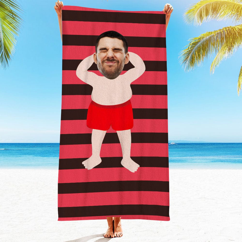Custom Face Beach Towel Personalized Plus Size Man Beach Towel Funny Gift for Summer - GiftLab