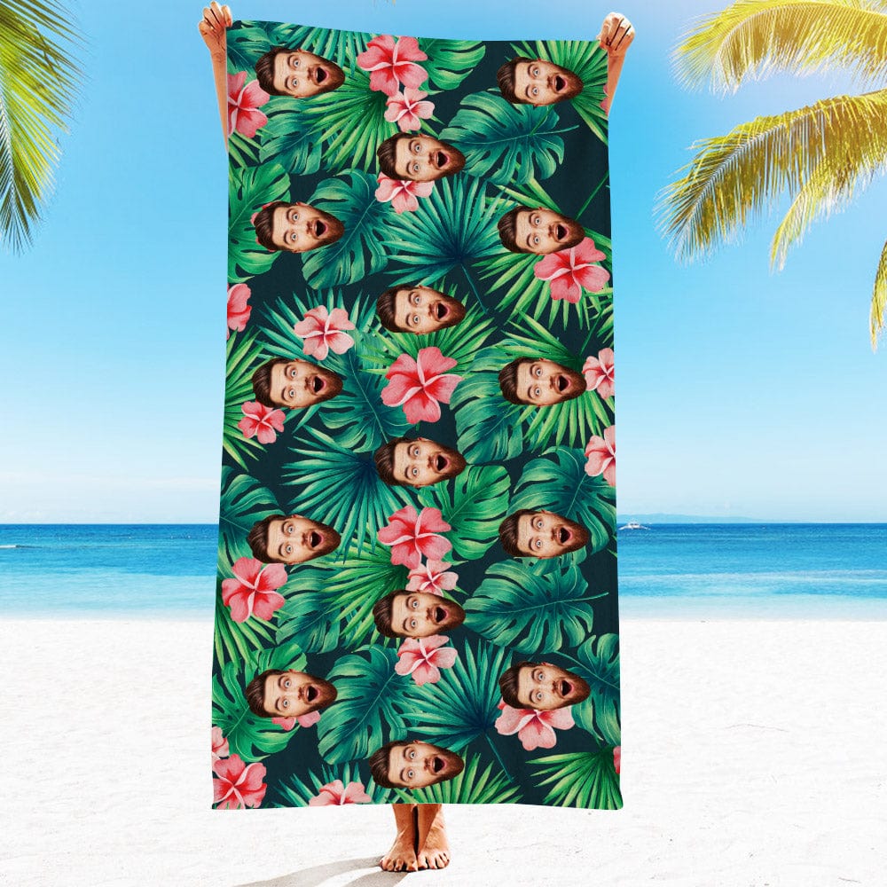 Personalized Beach Towels with Photo Custom Red Flowers Beach Towel - GiftLab